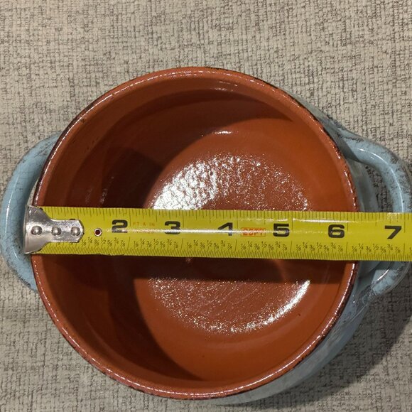 DE SILVA Double Handled Soup Bowl - Blue Terracotta Pottery Crocks 1970s Italy - Picture 7 of 16